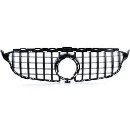 Frontgrill sportutförande blanksvart till Mercedes C-Klass W205 S205 2018-2021 - 4