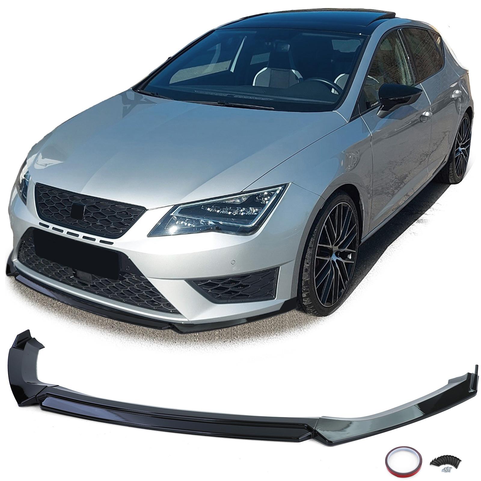Frontspoilerläpp blanksvart för Seat Leon 5F Cupra 2012–2020