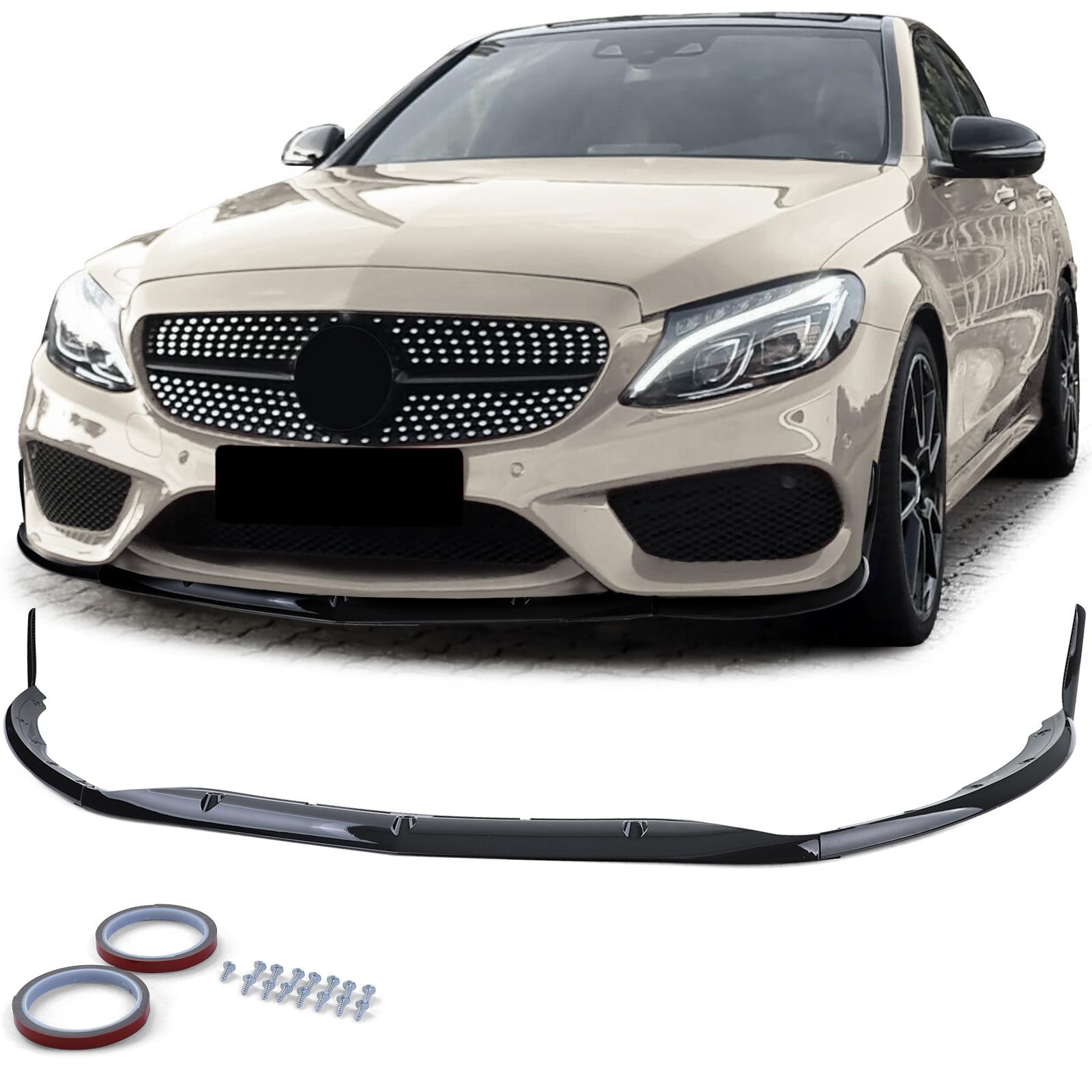 Frontspoilerläpp blanksvart för Mercedes C-klass W205/S205 2014–2018