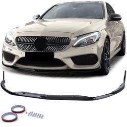 Frontspoilerläpp blanksvart för Mercedes C-klass W205/S205 2014–2018