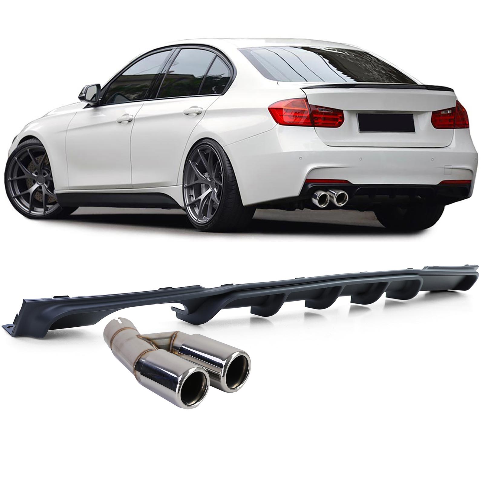 Diffusor med avgasändrör mattsvart för BMW F30 F31 316 318 320