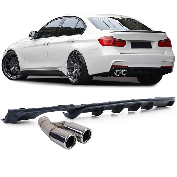 Diffusor med avgasändrör mattsvart för BMW F30 F31 316 318 320