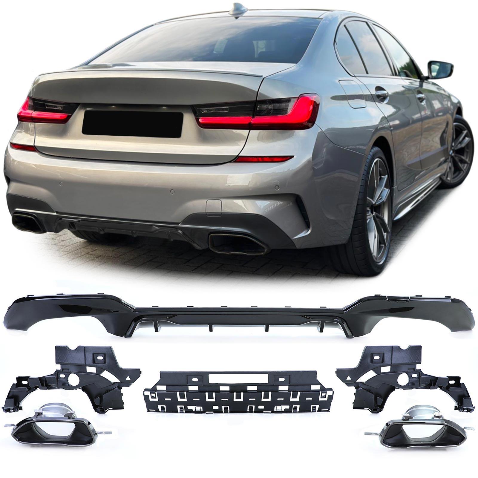 Diffusor med avgasändrör blanksvart för BMW 3-Serie G20 G21 320 330