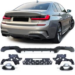 Diffusor med avgasändrör blanksvart för BMW 3-Serie G20 G21 320 330