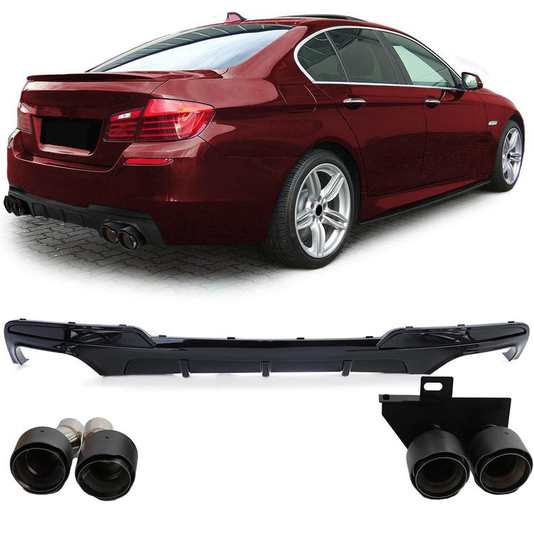 Diffusor med avgasändrör kolfiberlook för BMW F10 F11 520 523 525 528 530