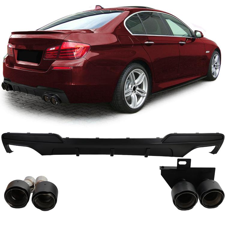 Diffusor med avgasändrör kolfiberlook för BMW F10 F11 520 523 525 528 530