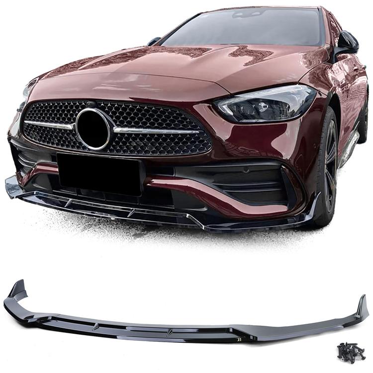Frontspoiler blank svart til Mercedes C-klasse W206 Sedan og S206 Stasjonsvogn fra 2021 med AMG-Line-støtfanger