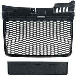 Frontgrill sportutförande honeycomb-design blanksvart utan emblem till Audi A4 B7 8E 2004-08 - 8
