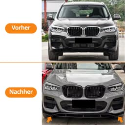 Frontspoiler blanksvart till BMW X3 G01 2017-2021 före facelift, med M-paket - 8