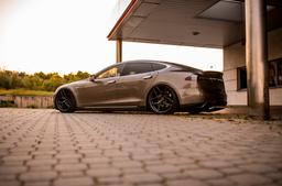 Concaver CVR2 Grey alloy wheel mounted on car in an atmospheric setting
