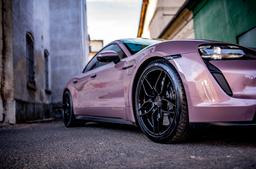 Concaver CVR3 Black alloy wheel mounted on car in an atmospheric setting