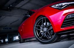 Concaver CVR3 Grey alloy wheel mounted on car in an atmospheric setting