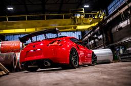 Concaver CVR4 Grey alloy wheel mounted on car in an atmospheric setting