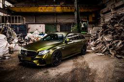 Concaver CVR4 Black alloy wheel mounted on car in an atmospheric setting