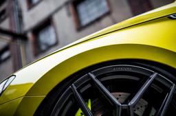 Concaver CVR5 Grey alloy wheel mounted on car in an atmospheric setting