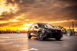 Concaver CVR5 Silver alloy wheel mounted on car in an atmospheric setting