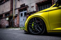 Concaver CVR5 Grey alloy wheel mounted on car in an atmospheric setting