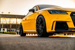 Concaver CVR7 Grey alloy wheel mounted on car in an atmospheric setting