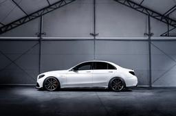 Concaver CVR8 Black alloy wheel mounted on car in an atmospheric setting