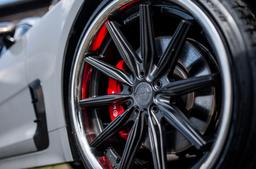 Concaver CVR8 Grey alloy wheel mounted on car in an atmospheric setting