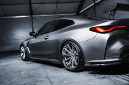 Concaver CVR8 Silver alloy wheel mounted on car in an atmospheric setting