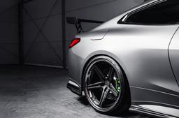 Concaver CVR9 Grey alloy wheel mounted on car in an atmospheric setting