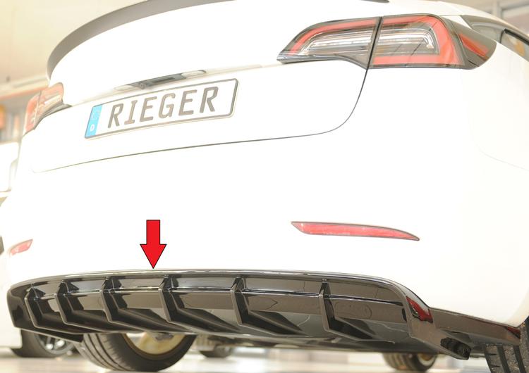 Rieger diffuser blank svart Tesla Model 3 (003) 2018–2023