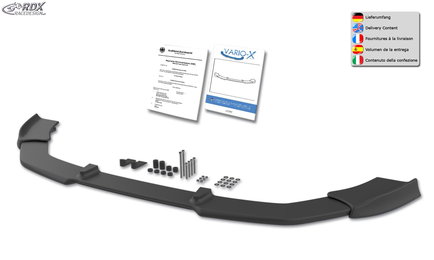 RDX frontspoiler VARIO-X Audi A5 –2011 / S5 (Coupe + cabriolet + Sportback, S-Line- and S5-frontstötfångare)
