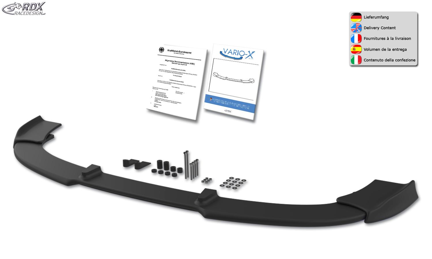 RDX frontspoiler VARIO-X BMW 5-series E60 / E61 2007–> (M-Technik frontstötfångare)