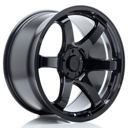 JR Wheels SL-03 Svart aluminiumfälg monterade på bil i stämnigsfull miljö