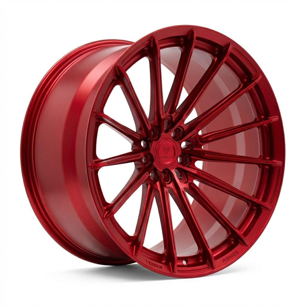 Vesser VSR4 aluminiumsfelg i Satin Candy Red, 21"