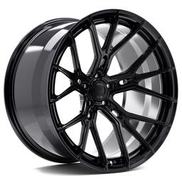 Vesser VSR6 Satin Candy Red alloy wheel mounted on car in an atmospheric setting