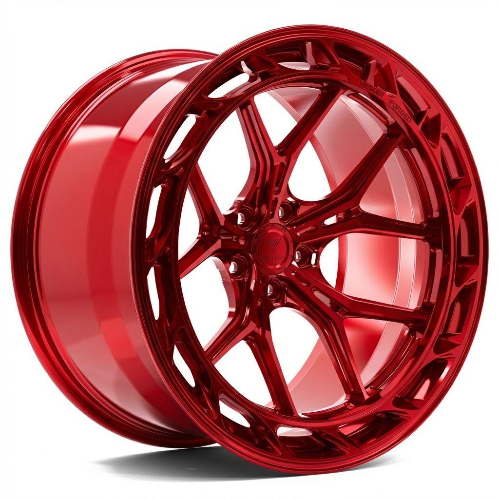 Vesser VSR8 aluminiumsfælg i Gloss Candy Red, 23"